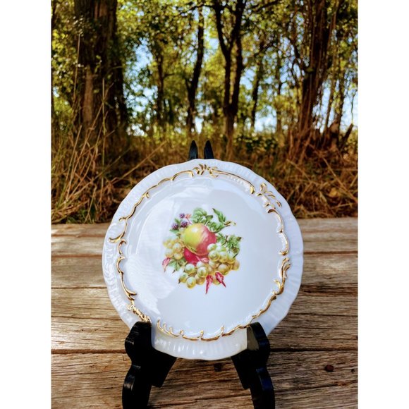 Vintage Tea Trivet Hot Plate Porcelain Fruit Picture - Picture 4 of 7